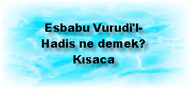 Esbabu Vurudil Hadis ne demek Kisaca