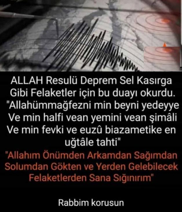 deprem duası hadis