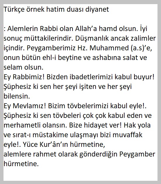 hatim duası diyanet