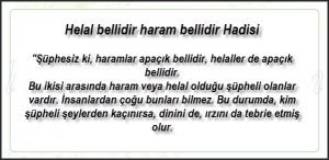 Helal bellidir haram bellidir Hadisi Turkce anlami