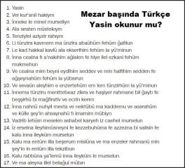 Mezar basinda Turkce Yasin okunur mu