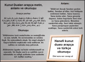 Hanefi kunut duasi arapca ve turkce okunusu