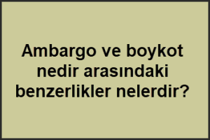 Ambargo ve boykot nedir arasindaki benzerlikler nelerdir