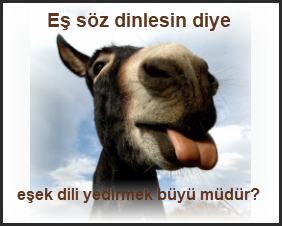 Es soz dinlesin diye esek dili yedirmek buyu mudur